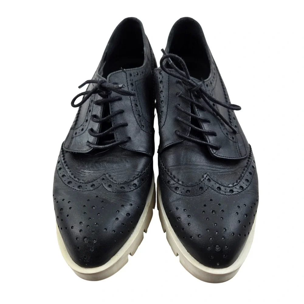 CARVELA Kurt Geiger‎ Black Leather Wingtip Platform Brogues Size 38